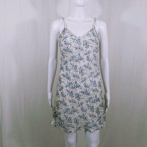 Vintage 90s Rampage Blue Floral Spaghetti Strap Sun Dress Size 3